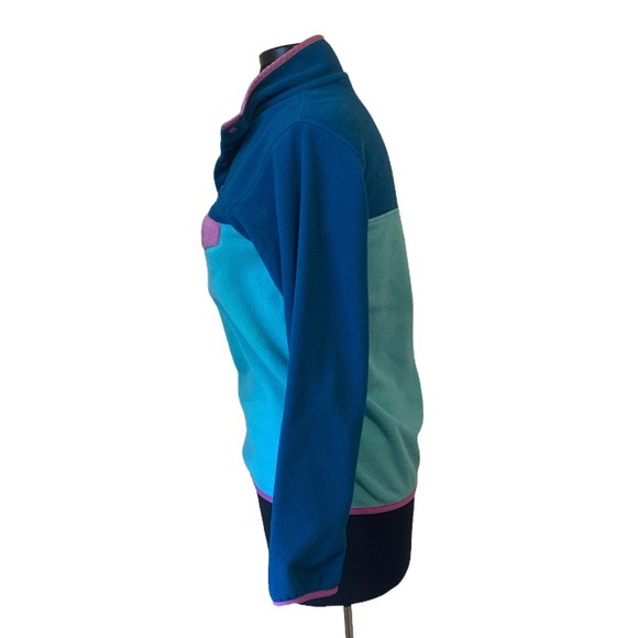 Patagonia Fleece Synchilla Sweater Aqua Turquoise Blue and Pink Colorblock - Picture 3 of 11